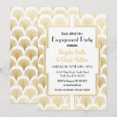 Invitation Fiançailles Art Déco Gatsby Années 20 BLANC & OR (Devant / Derrière)