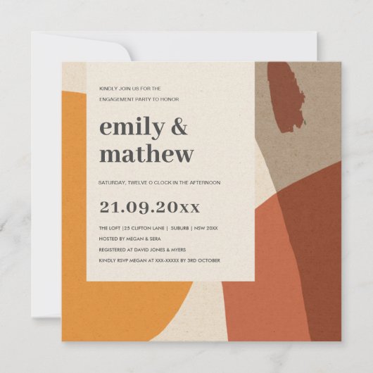 INVITATION FIANÇAILLES ART JAUNE ABSTRAIT MODERNE (Devant)