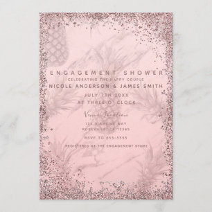 Invitation Fiançailles au thème de l'ananas avec paillettes e