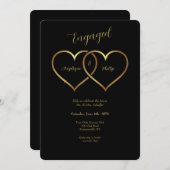 Invitation Fiançailles aux cœurs d'or (Devant / Derrière)