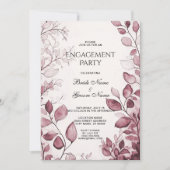 Invitation Fiançailles aux feuilles rouges modernes (Devant)