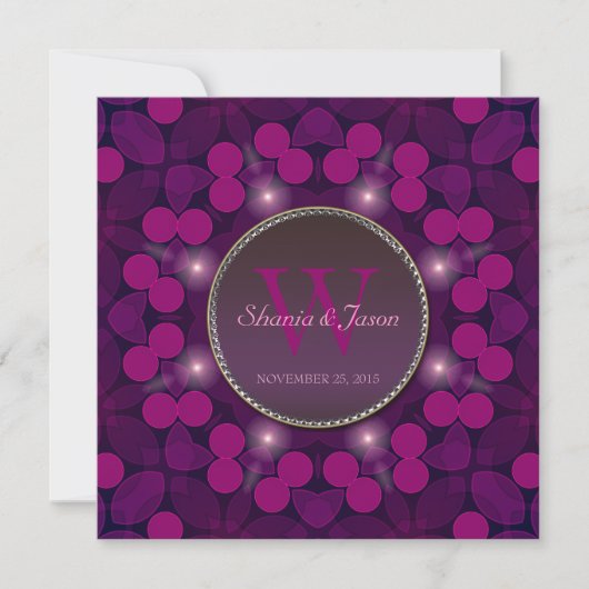 Invitation Fiançailles Berry Pink Magic Monogram (Devant)