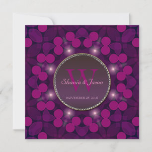 Invitation Fiançailles Berry Pink Magic Monogram