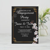 Invitation fiançailles blanc cerise et cadre doré (Debout devant)