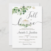 Invitation Fiançailles blanc Citrouille vert fleuri fête (Devant)