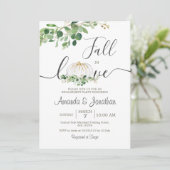 Invitation Fiançailles blanc Citrouille vert fleuri fête (Debout devant)
