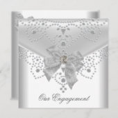 Invitation fiançailles  Blanc Revêtement Argent Re (Devant / Derrière)