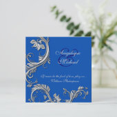 Invitation Fiançailles bleu d'anniversaire de noces d'argent (Debout devant)