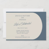 Invitation Fiançailles bleu minimaliste moderne (Devant)