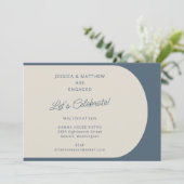 Invitation Fiançailles bleu minimaliste moderne (Debout devant)
