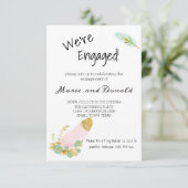 Invitation Fiançailles Boho Pink and Gold Feathers (Debout devant)