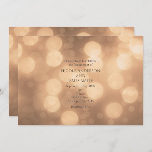 Invitation Fiançailles Bokeh Lumière Lumineuse (Devant / Derrière)