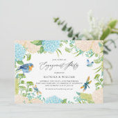 Invitation Fiançailles botanique bleu et blanc Hydrangeas (Debout devant)