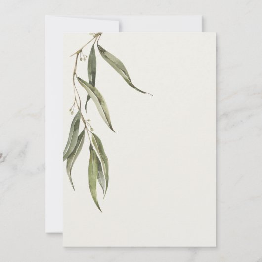 Invitation Fiançailles botanique simple d'Eucalyptus (Dos)
