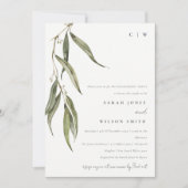 Invitation Fiançailles botanique simple d'Eucalyptus (Devant)