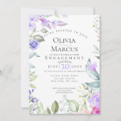Invitation FIANÇAILLES | Cadre Floral Rose Et Lilac (Devant)