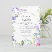 Invitation FIANÇAILLES | Cadre Floral Rose Et Lilac (Debout devant)