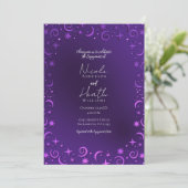 Invitation Fiançailles céleste violet à ciel lunaire (Debout devant)