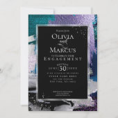 Invitation FIANÇAILLES | Chic Bold Orchid Aqua Metallic (Devant)