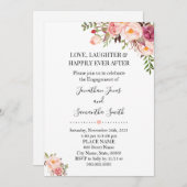 Invitation Fiançailles chic chic boho rose romantique (Devant / Derrière)