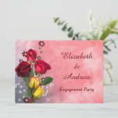 Invitation Fiançailles chic de roses rouges et jaunes (Debout devant)
