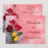 Invitation Fiançailles chic de roses rouges et jaunes (Devant / Derrière)