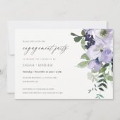Invitation Fiançailles chic violet violet fleuri (Devant)