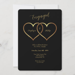 Invitation Fiançailles Cœurs d'Or