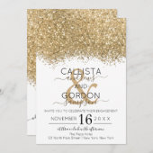 Invitation Fiançailles Confetti de Parties scintillant blanch (Devant / Derrière)