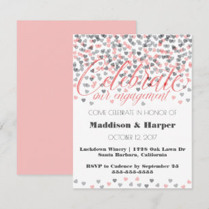 Invitation Fiançailles Confetti Hearts