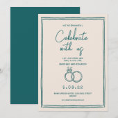 Invitation Fiançailles contemporaines rétro main levée (Devant / Derrière)