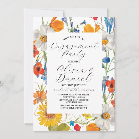 Invitation Fiançailles Couples Douche Florales d'été (Devant)
