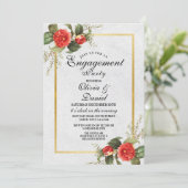 Invitation Fiançailles Couples Douche Noël Rouge Or (Debout devant)