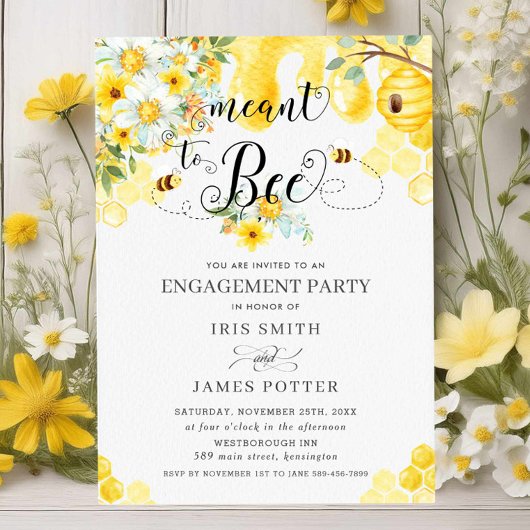 Invitation Fiançailles d'abeilles Floral Jaune Miel