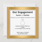 Invitation Fiançailles d'anneau diamant or noir et blanc (Devant)