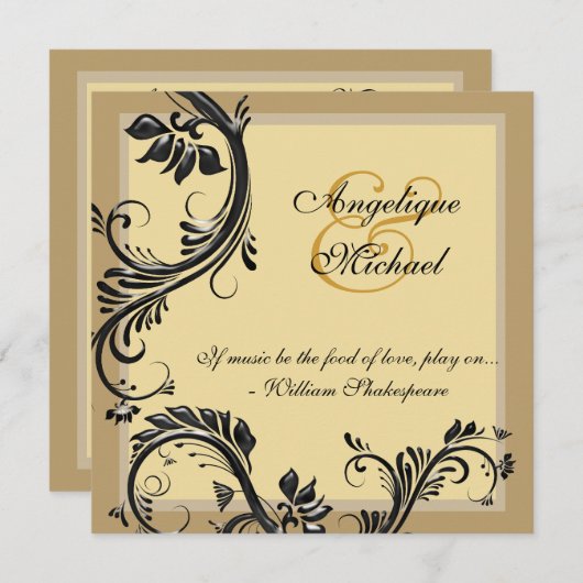 Invitation fiançailles d'anniversaire Brown des mariages noir (Devant / Derrière)