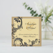 Invitation fiançailles d'anniversaire Brown des mariages noir (Debout devant)