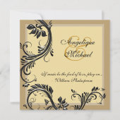 Invitation fiançailles d'anniversaire Brown des mariages noir (Devant)