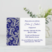 Invitation fiançailles d'anniversaire en argent blanc bleu CU (Debout devant)