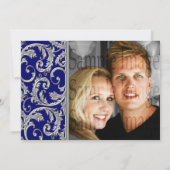 Invitation fiançailles d'anniversaire en argent blanc bleu CU (Dos)