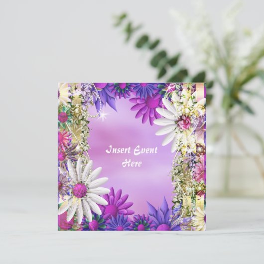 Invitation Fiançailles d'anniversaire mariage rose violet (Debout devant)