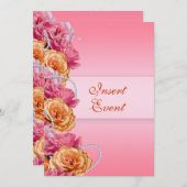 Invitation fiançailles d'anniversaire rose rose orange mariag (Devant / Derrière)