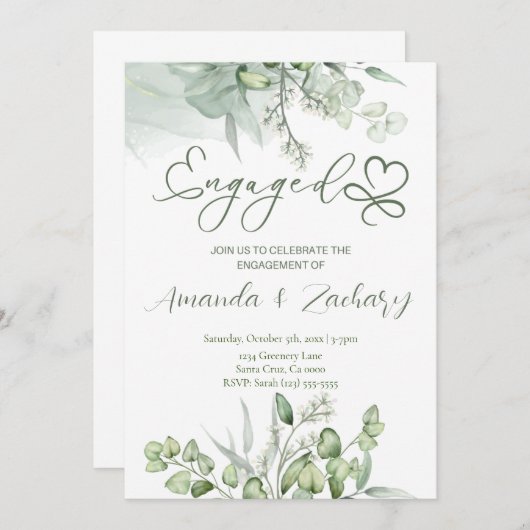 Invitation Fiançailles dans la verdure  (Devant / Derrière)
