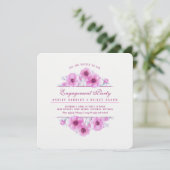 Invitation Fiançailles d'aquarelle à fleurs d'anémone rose (Debout devant)