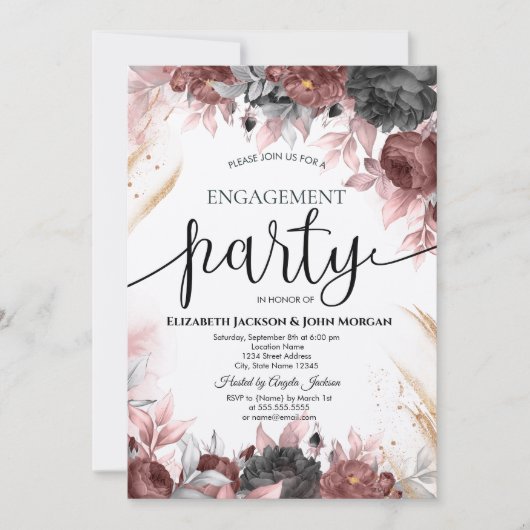 Invitation Fiançailles d'aquarelle d'automne (Devant)