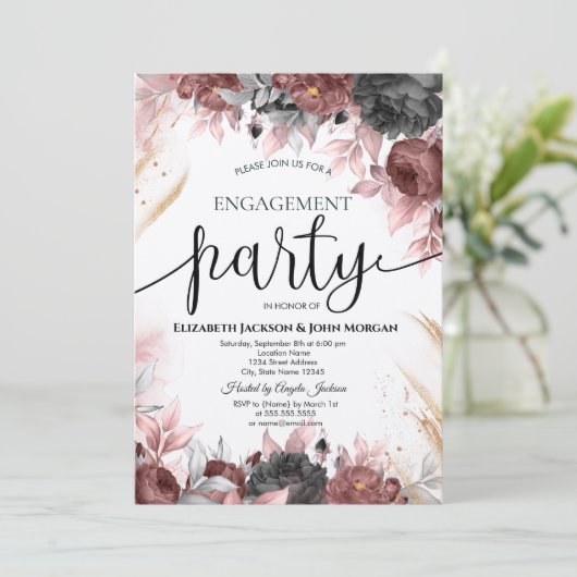 Invitation Fiançailles d'aquarelle d'automne (Debout devant)