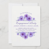 Invitation Fiançailles d'aquarelle fleurie d'anémone violet (Devant)