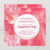 Invitation Fiançailles d'aquarelle rose moderne Confetti (Devant / Derrière)