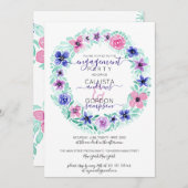 Invitation Fiançailles d'aquarelle rose violet (Devant / Derrière)