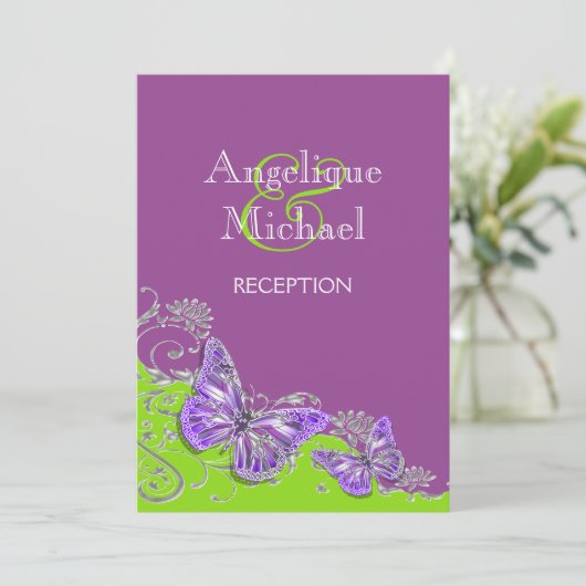 Invitation fiançailles d'argent vert pourpre (Debout devant)